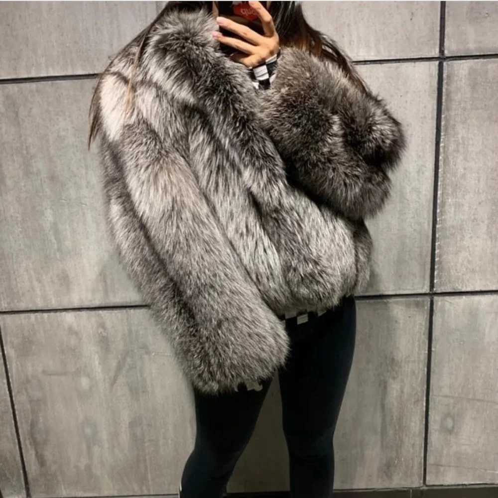 Real Silver Fox Fur BRAND NEW Jacket - Picture 3 of 12